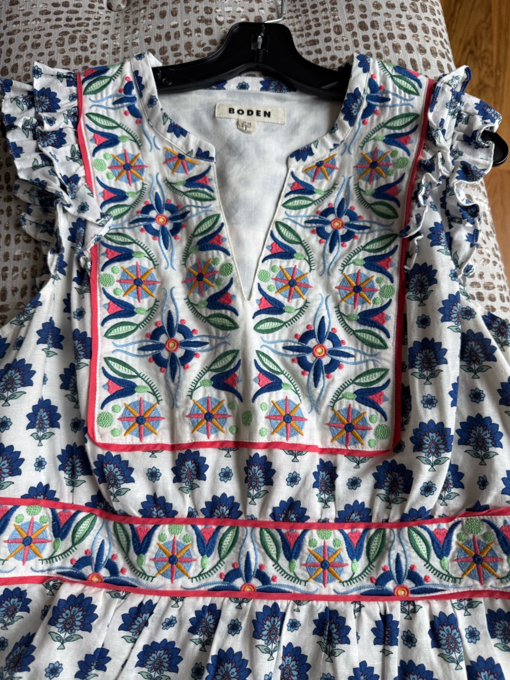 Boden Frill Embroidered Midi Dress - Picture 4 of 7